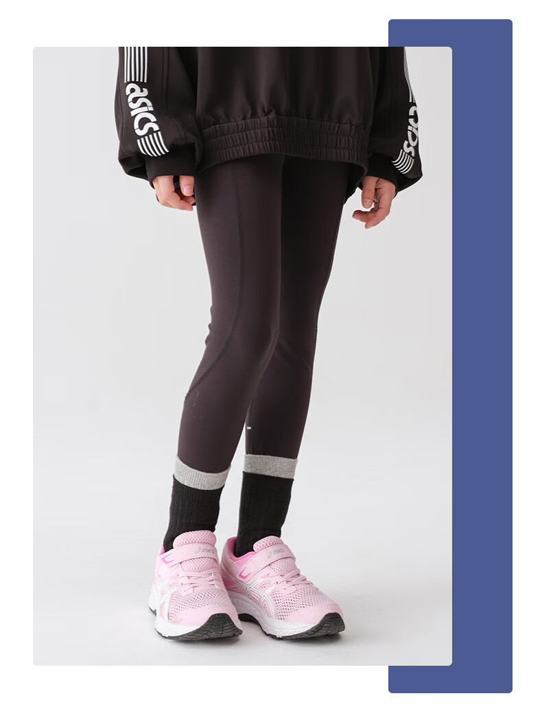 asics/亚瑟士22春季新品儿童运动紧身裤女童打底裤瑜伽裤 020_灰色