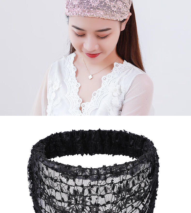 盖白发发带 镂空透气发带女网红洗脸简约百搭宽边蕾丝遮白发压发头箍