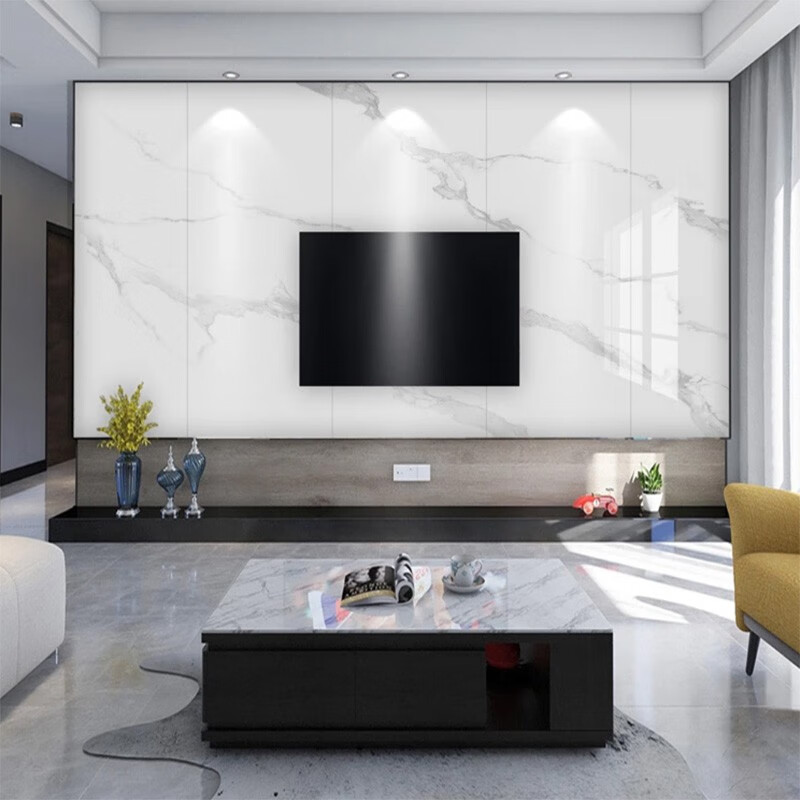 欧式爵士白大理石岩板电视背景墙现代简约壁纸壁布8d墙纸墙布 无缝