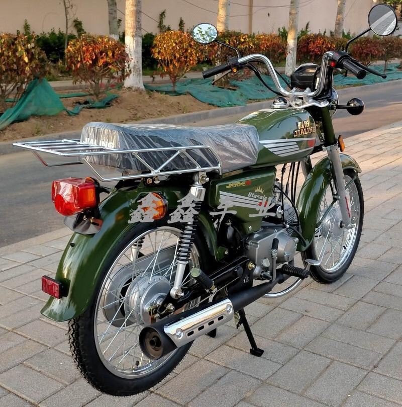 重庆嘉陵70cc摩托车jh70-e节油王复古大油箱国四电喷可上牌 黑色钢丝