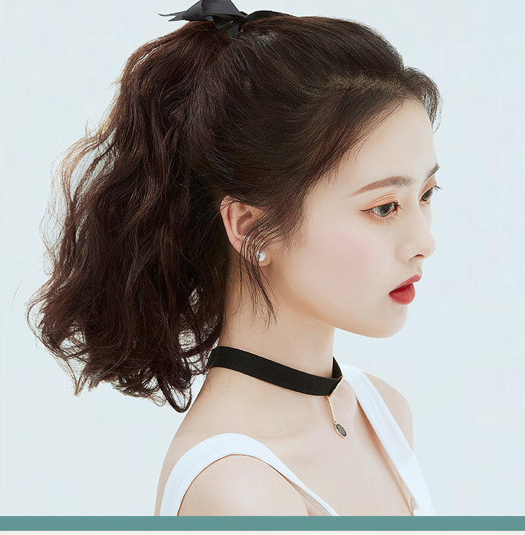 2022新款假发高马尾梨花卷假发马尾女短马尾卷发绑带式假马尾梨花高