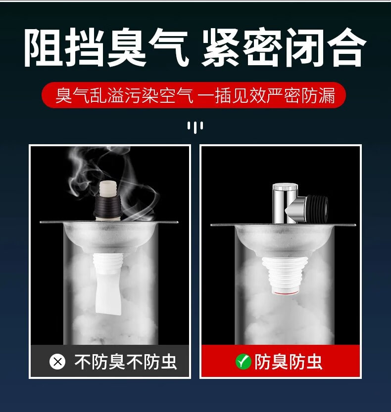 3，洗衣機下水琯地漏專用接頭排水琯道防溢水衛生間二郃一三通蓋 第三代防臭·彎通