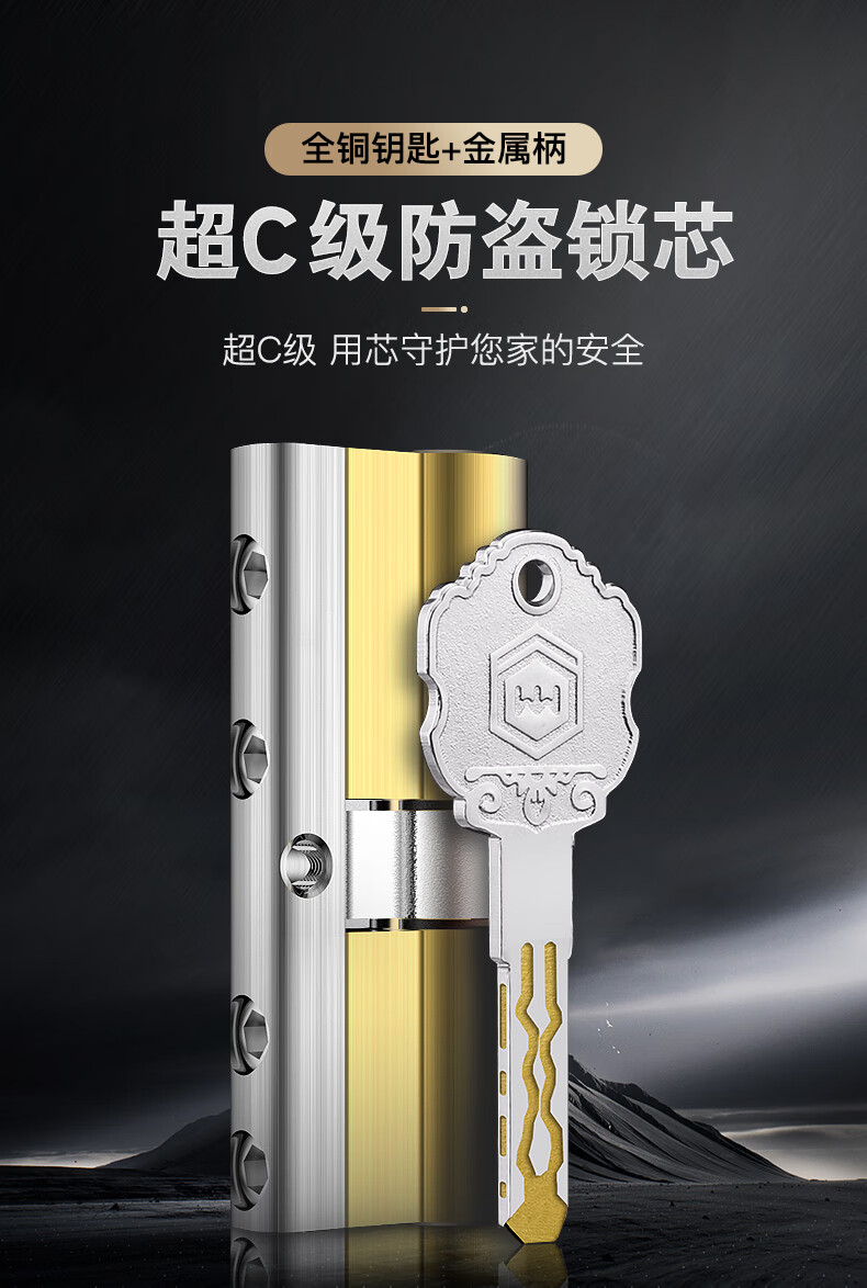 威龙原子防盗门超c级d级锁芯双面全铜多八轨道防暴力防锡纸通用型