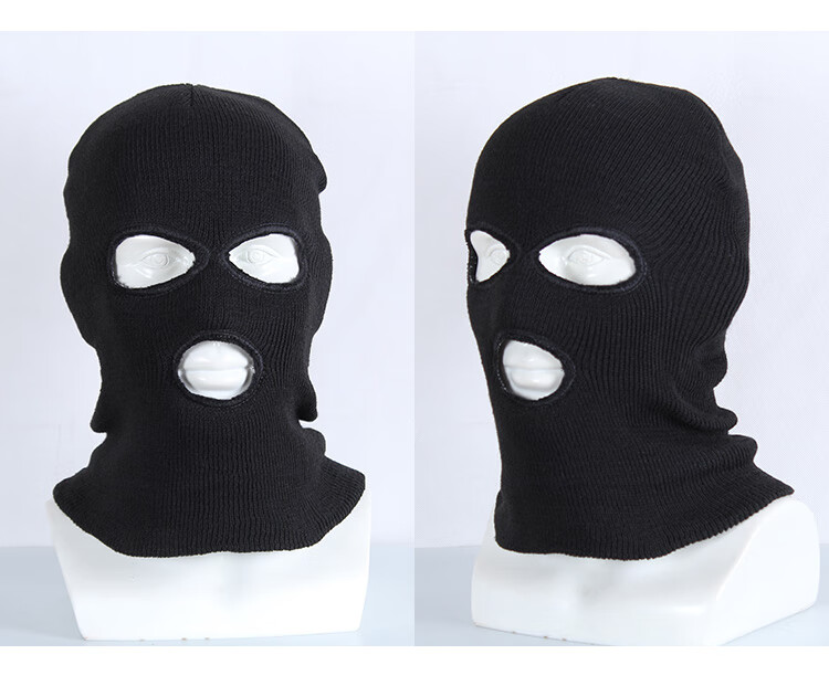 头套rushb反恐精英面罩保暖黑色面罩冬季男帽a9 三孔荧光绿包边加厚