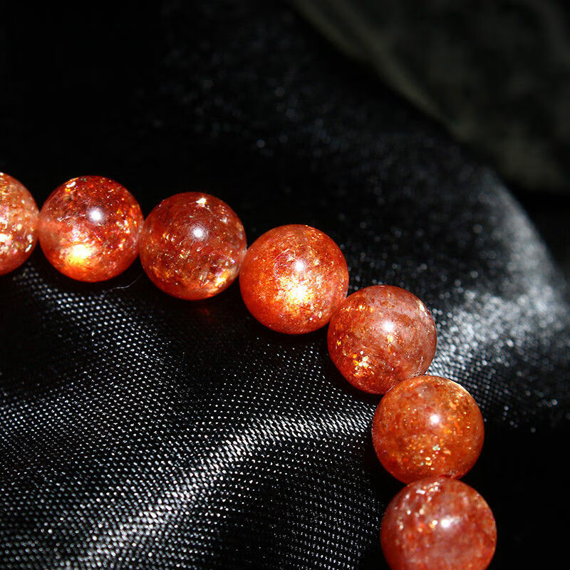 天然太阳石手链女 金太阳石手串 橙日光石单圈手链 女仕水晶手链转运