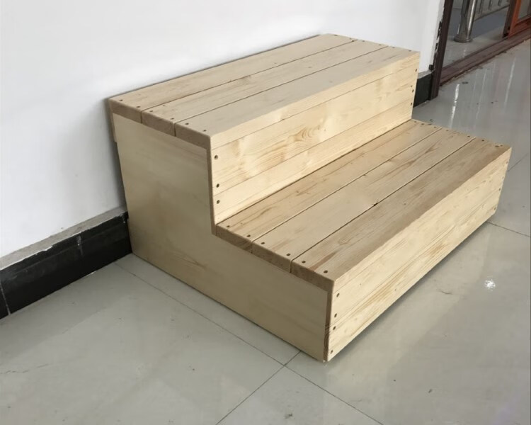 龙维鹿 家用梯实木二步梯凳两用梯凳子台阶脚踏双层飘窗梯二层梯踏步