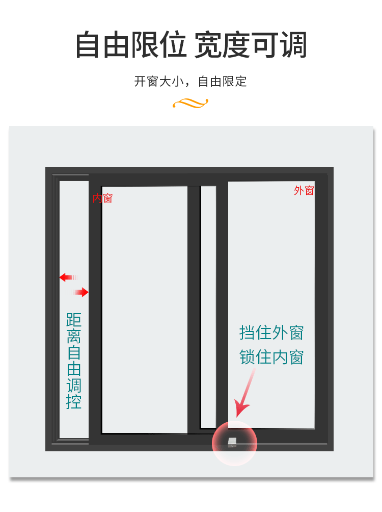 平开窗限位器窗户定位器锁扣铝合金纱窗门窗锁推拉门锁儿童防护安全锁