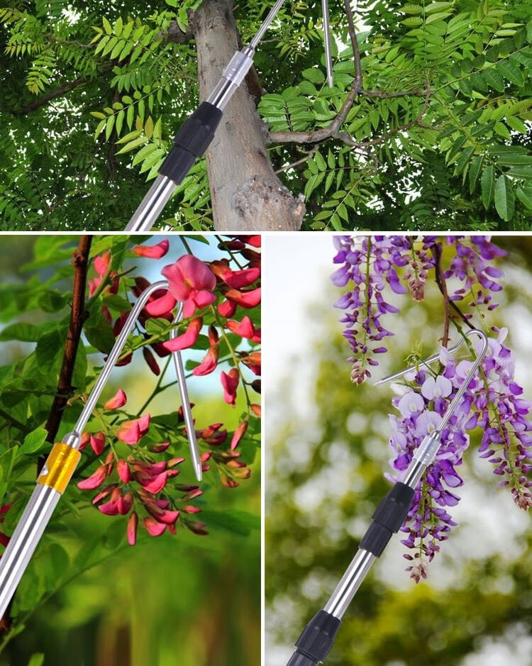 伸缩杆摘香椿芽神器摘榆钱摘槐花钩树枝刀摘槟郎伸缩杆6米超硬带钩子