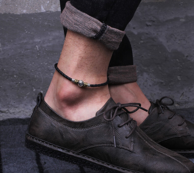 爱】脚链男男个性潮酷十二星座皮绳编织绳复古嘻哈路路通简约男生7夕