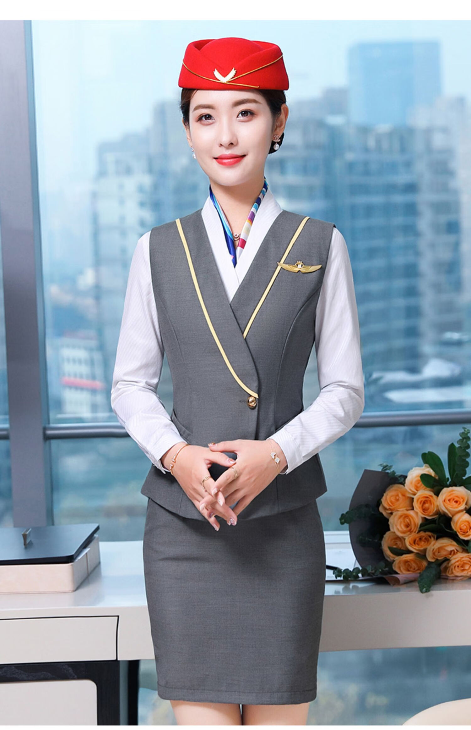 酒店前台接待工作服女夏季气质空姐制服职业学院套装高铁乘务员美容师