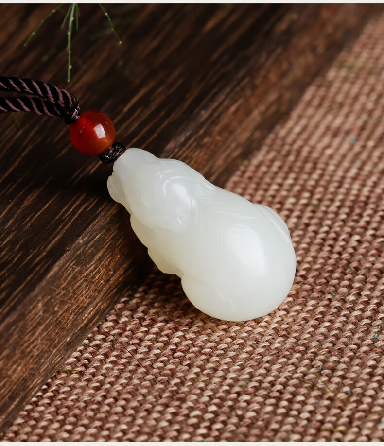 玉籽福和田玉生肖鼠吊坠男女款羊脂玉福鼠玉石挂件生日礼物羊脂玉生肖
