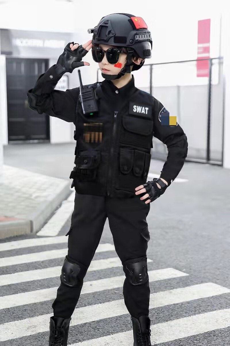 儿童警察的套装男童特种兵战斗服特警衣服装备全套服装警官服表演服