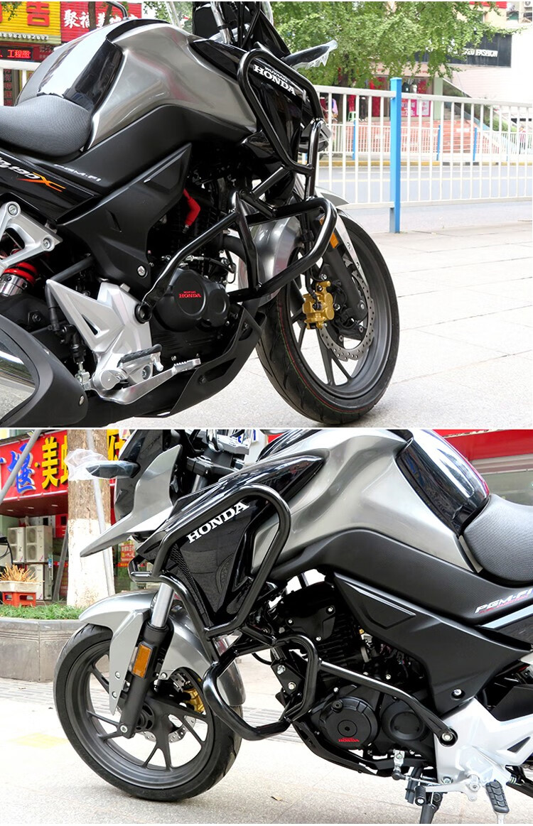 适用于五羊本田猛鸷cb190x改装全包围保险杠防摔杠加强后货架配件 黑