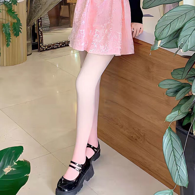 渐变色丝袜女辣妹性感jk纯欲风白丝夏季款灰色渐变袜子 白粉 紫色渐变