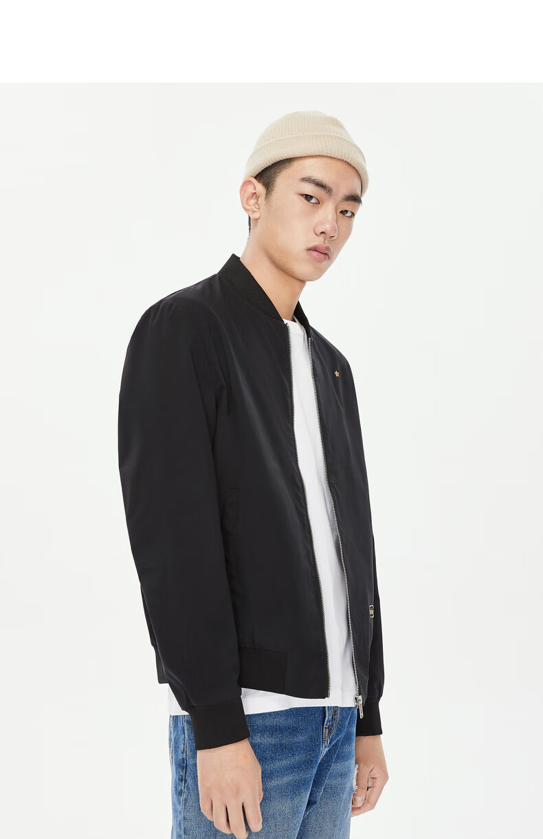 卡宾男装休闲黑色夹克外套秋冬卡通动物刺绣印花潮流薄a 煤黑色01 50