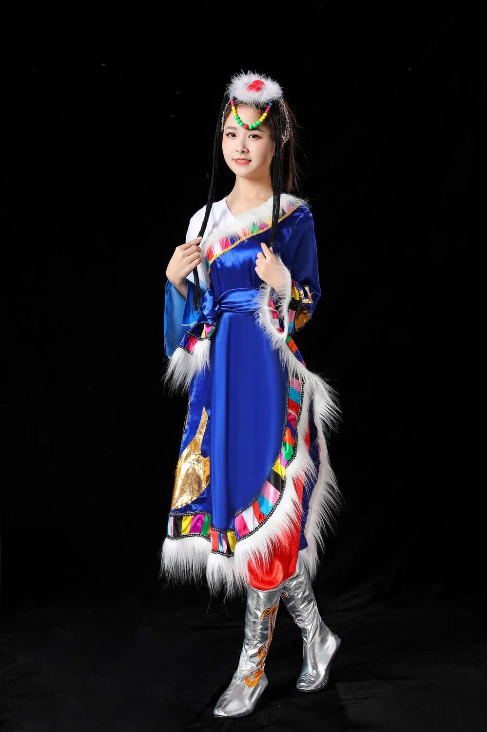 精选藏族舞蹈服女装水袖少数民族服装广场舞套装西藏表演服饰乐迪纯天