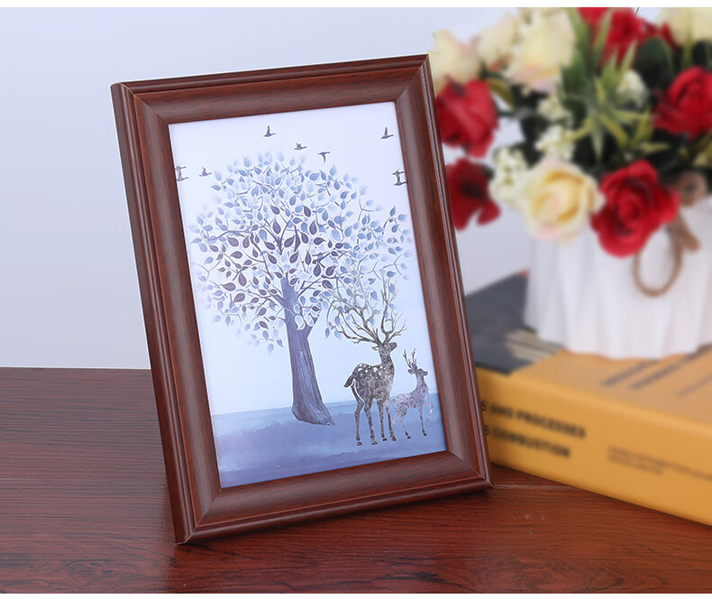 实木67七810寸艺术婚纱照片相框4k拼图a4a3奖状画框摆放挂墙定制柚木