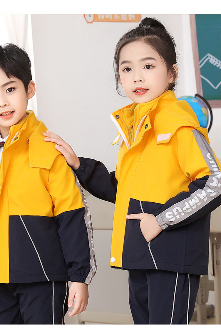 幼儿园园服秋冬套装小学生班服儿童校服冲锋衣运动加厚冬季三件套绿色