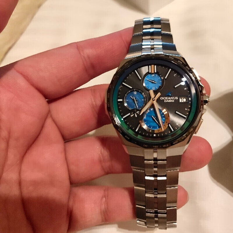 卡西欧casiooceanus海神系列商务光动能六局电波钛合金男士手表ocwt