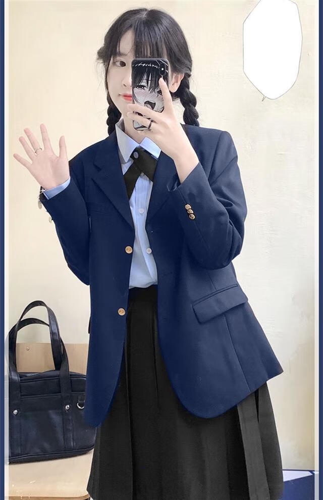 2022新款蓝色jk制服衬衫基础款女学生短袖衬衣日系学院风百搭上衣