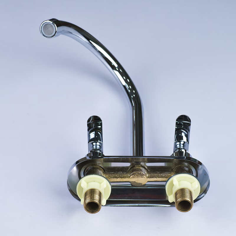 全铜面盆水龙头 双把双孔双开关冷热洗手盆 厨房水槽立柱盆水龙头 铜