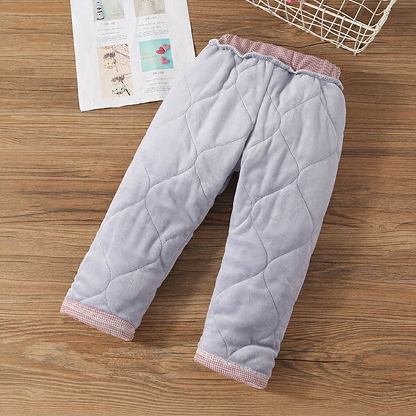 三层加棉夹棉裤子冬季女童棉裤外穿加厚北方女宝宝儿童保暖冬款灰色
