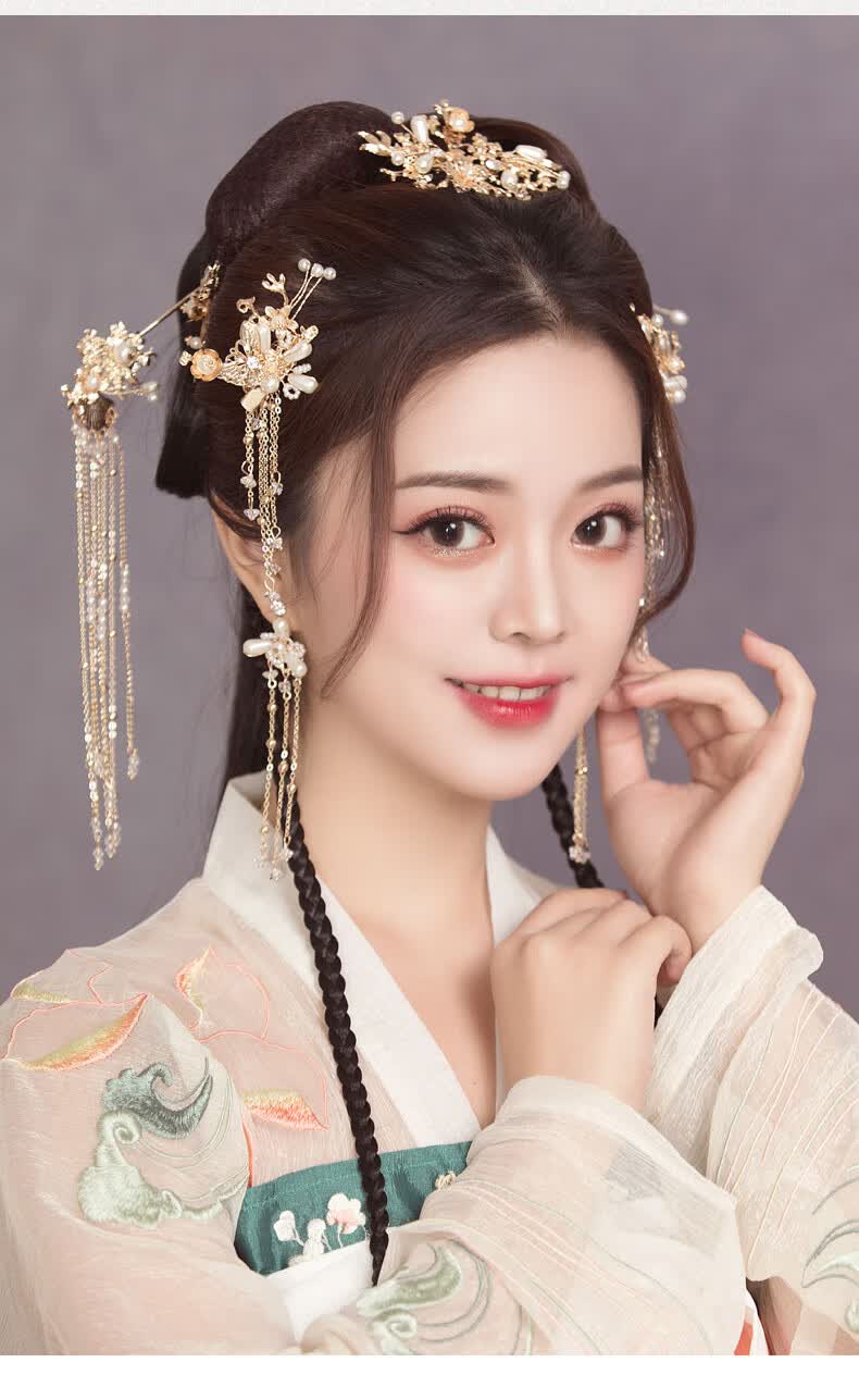 汉服头饰套装古风发簪复古发梳发钗套装流苏步摇古装簪子饰品醉倾城九