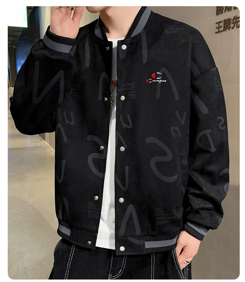 champion冠军休闲棒球服男士外套男春秋季夹克情侣装潮 js18863款黑色