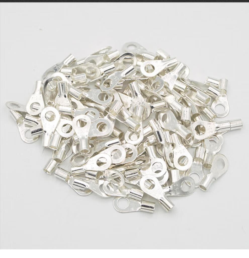ot254冷压接线端子o型圆形裸端头铜线鼻子镀银25平方线耳100只白色