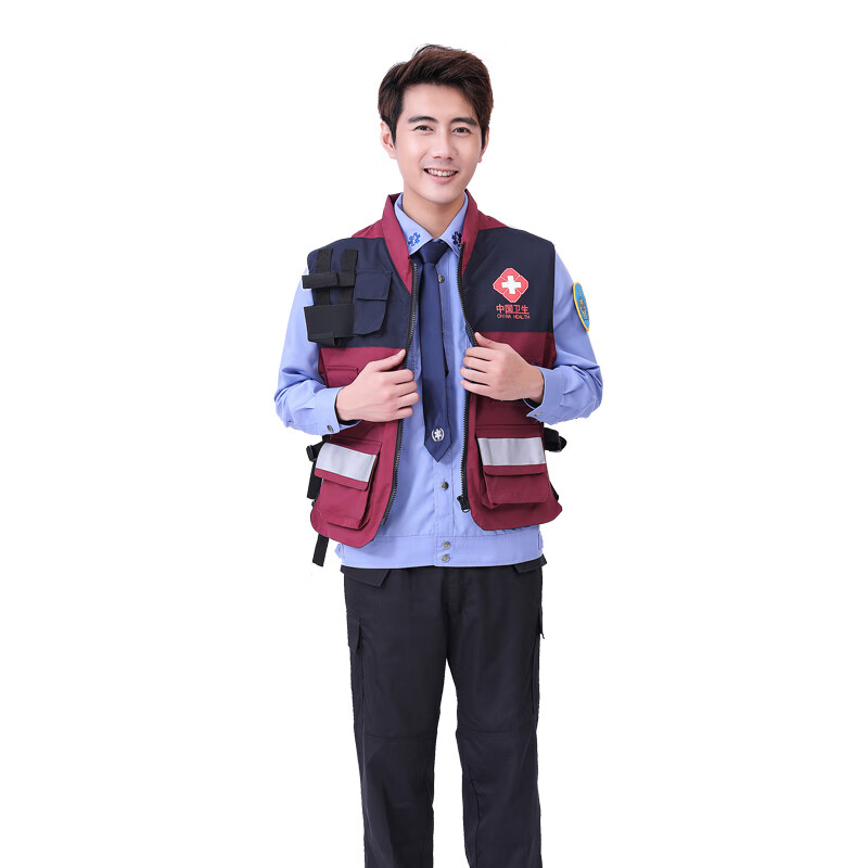工作服中国卫生应急疾控中心应急救援多功能多口袋马夹反光120服装 墨