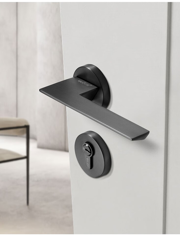 威思特磁吸门锁室内黑色卧室门锁静音磁力分体锁家用简约木门把手