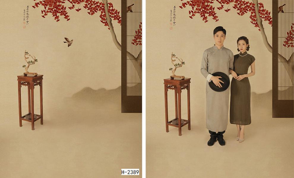 古装背景布 影楼中国风全家福背景纸背景布儿童拍照摄影工笔古装古风