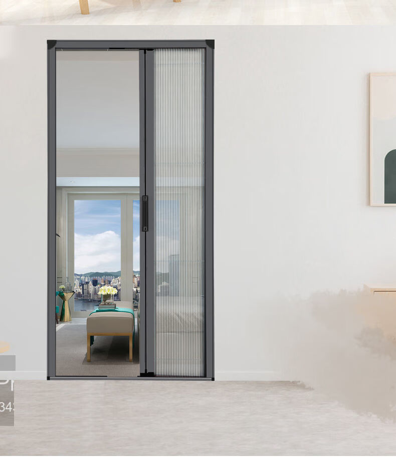 定制隐形折叠推拉式纱门纱窗免打孔铝合金家用平开伸缩防蚊门沙门 白