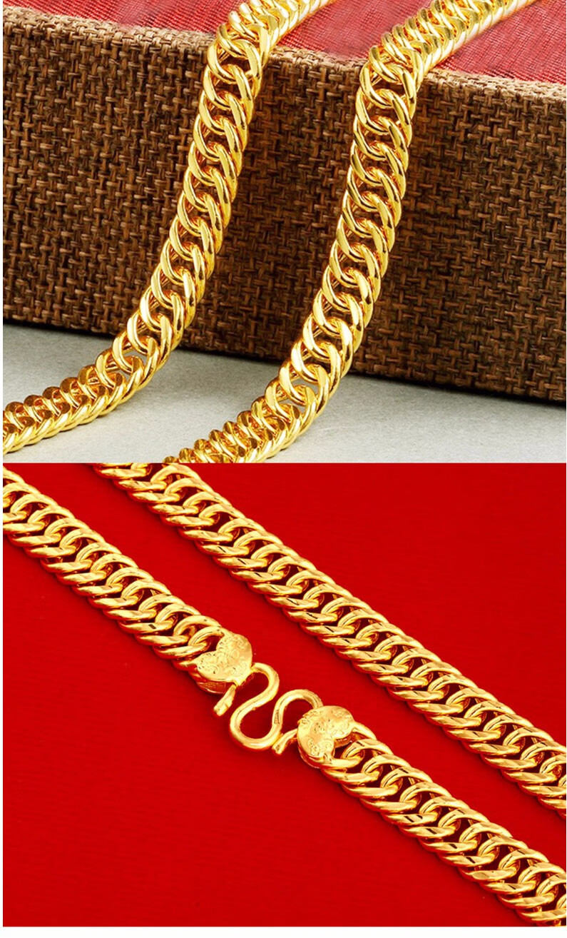 马鞭黄金项链男款999足金土豪老板黄金项链显大显粗马鞭项链实心结实