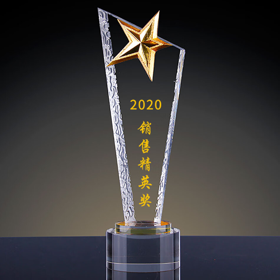 信利创意水晶奖杯定制定金属做五角星公司企业商务比赛奖牌订制年会