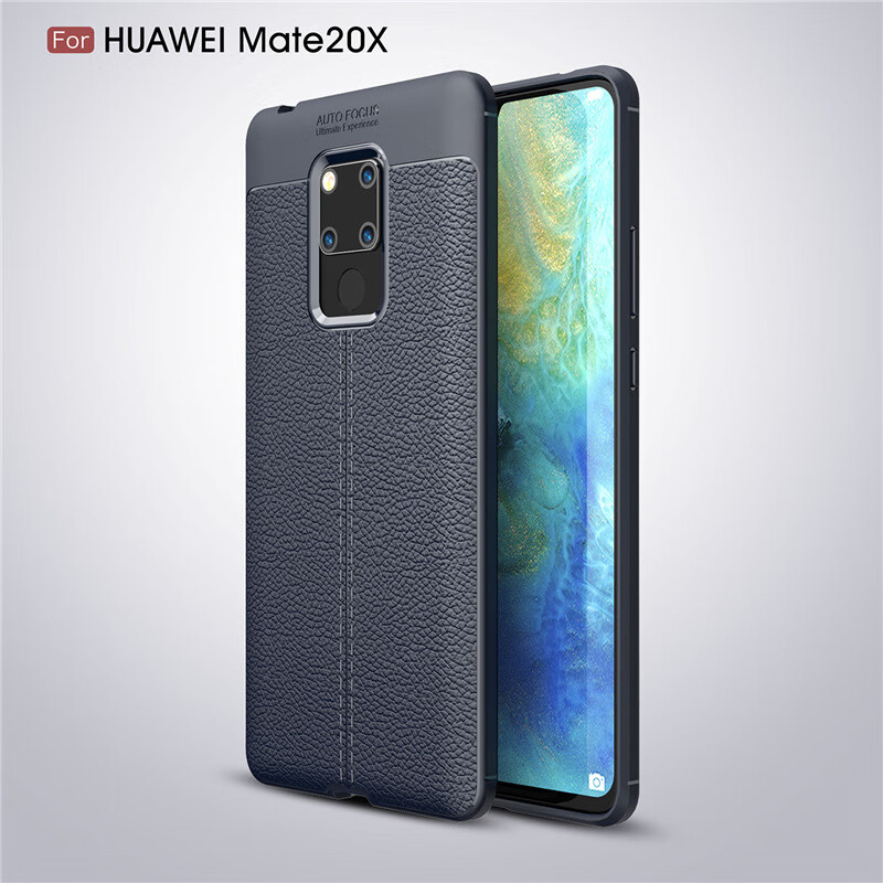 ixv华为mate20x手机壳mate20lite保护套雅致荔枝皮纹商务 藏青 雅致皮