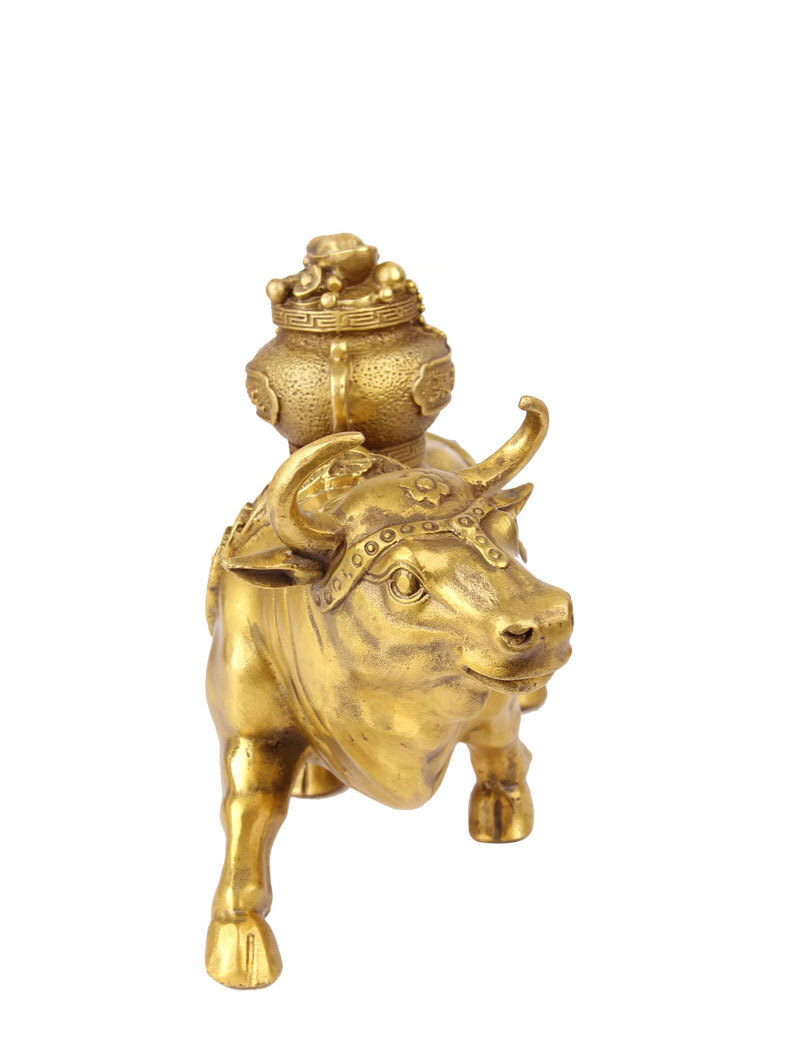 欧尼奈思onnaisi铜聚宝盆牛摆件铜牛摆件88寸铜聚宝盆牛摆件送五帝钱