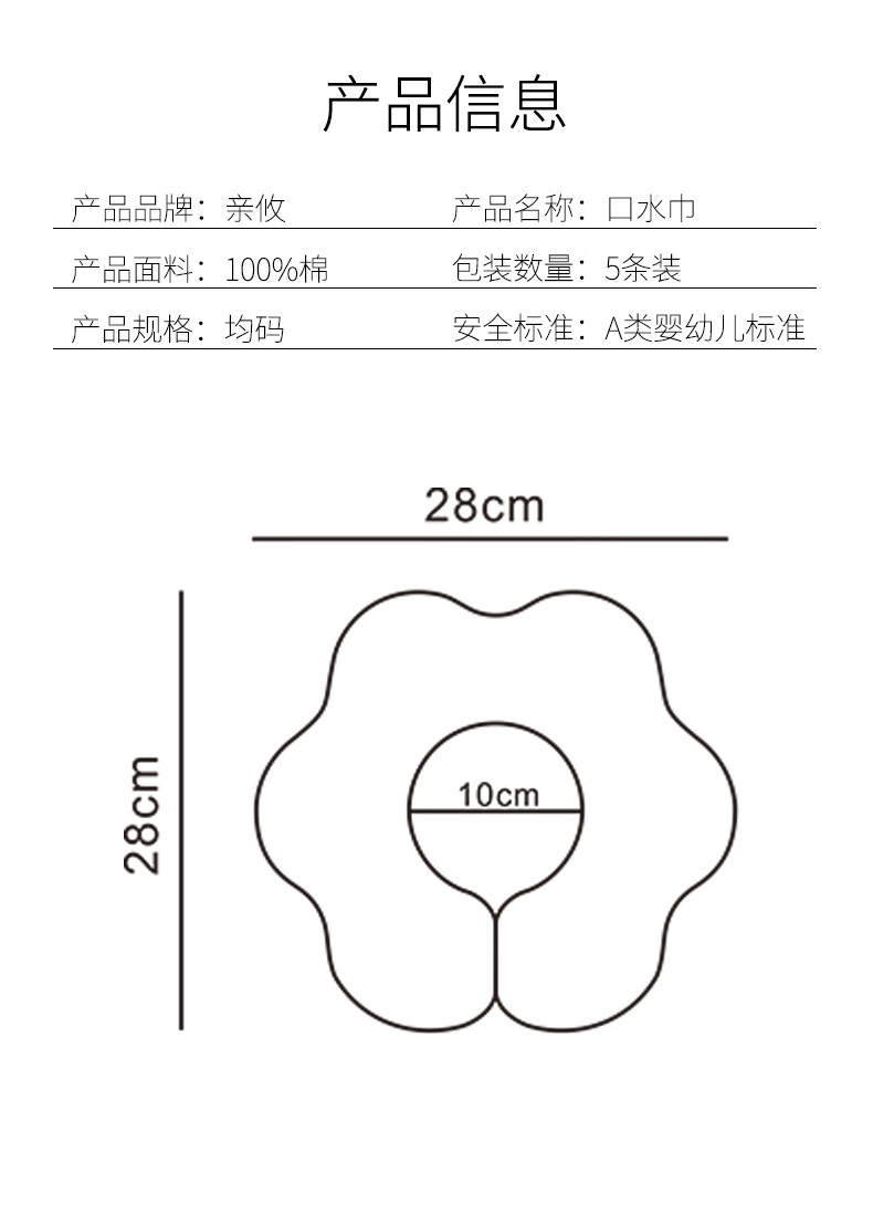 75901-亲攸婴儿纯棉纱布围嘴口水巾宝宝防水吐奶新生360度旋转男女童围兜 提花6层-随机色【3条装】-详情图