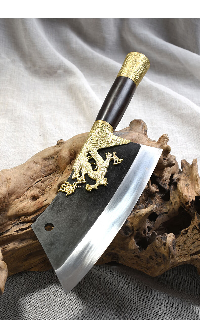 龙泉拙匠菜刀砍骨刀手工锻打腾龙菜刀龙纹菜刀屠龙菜