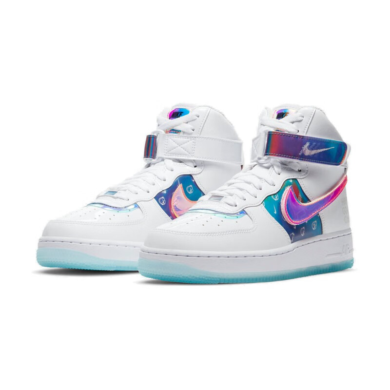 耐克nike air force 1 af1白镭射 电玩像素 高帮空军一号 板鞋 运动鞋