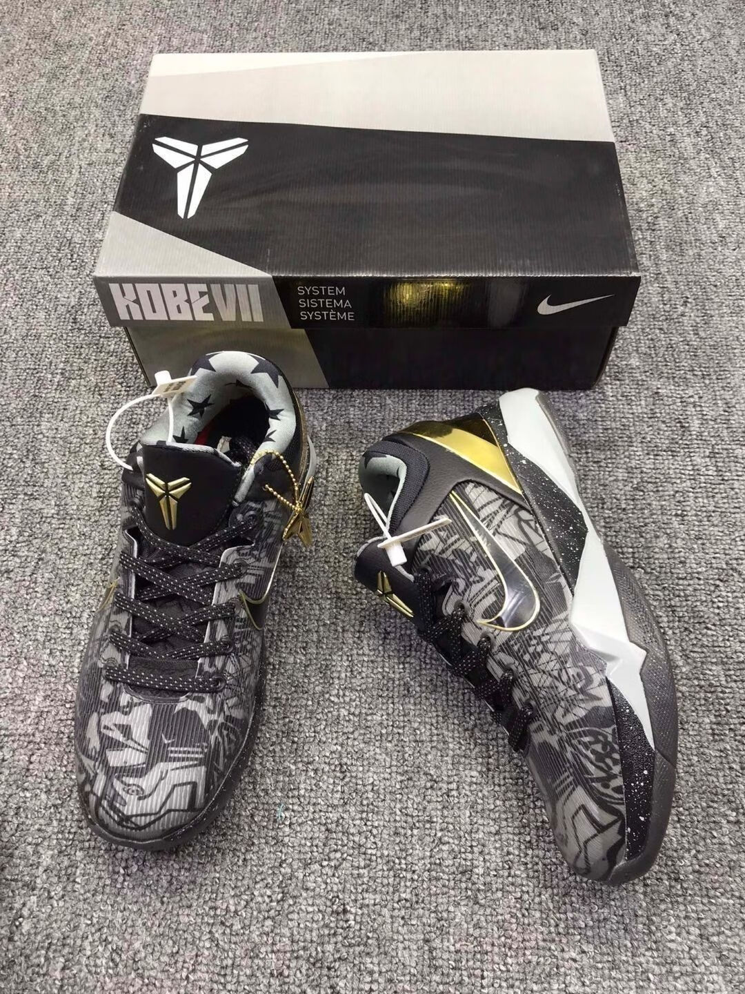 真碳底科比7代奥运版篮球鞋黑黄 红白龙黑月kobe6 复活节zk7 科比7