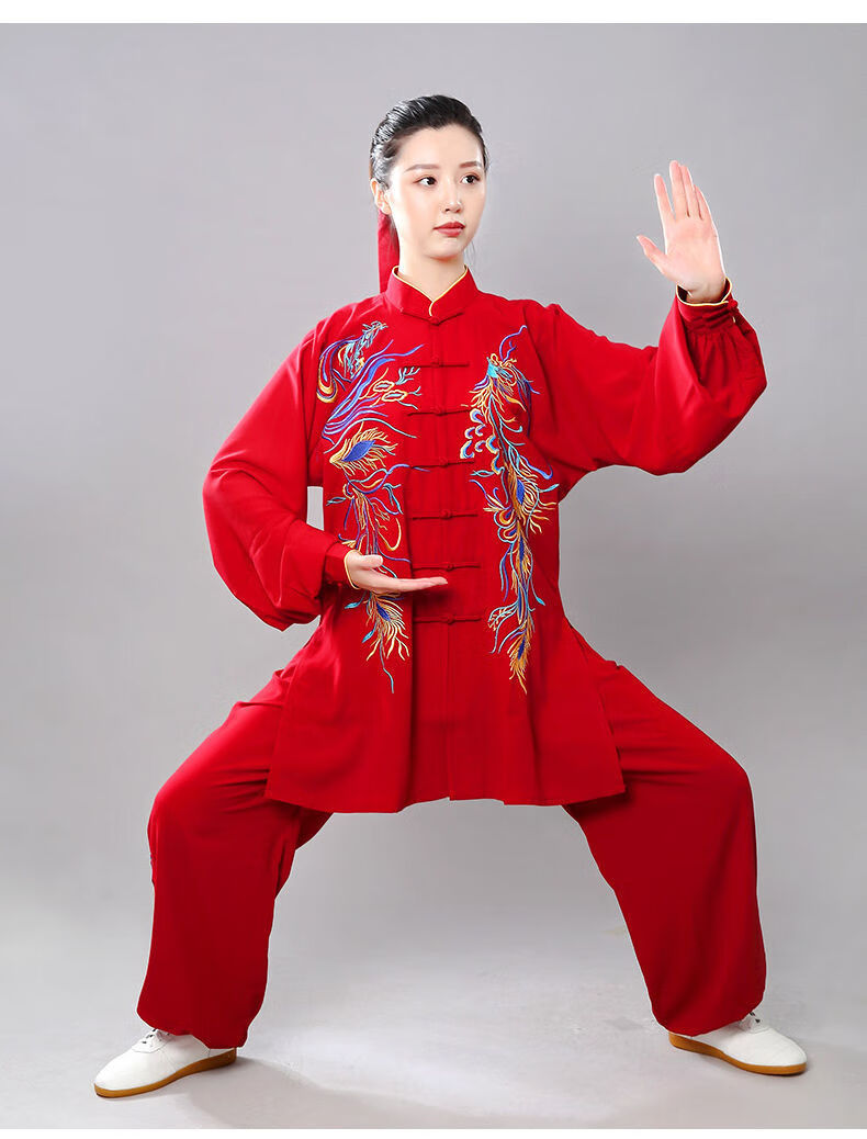 太极服女春秋刺绣中国风练功服男中老年新款武术表演出服绣花套装大