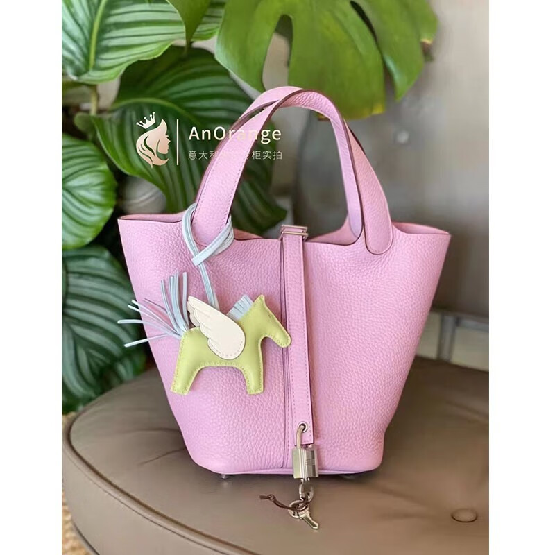 hermes/爱马仕女包picotin菜篮子18cm粉色银扣手提包 粉色【图片 价格