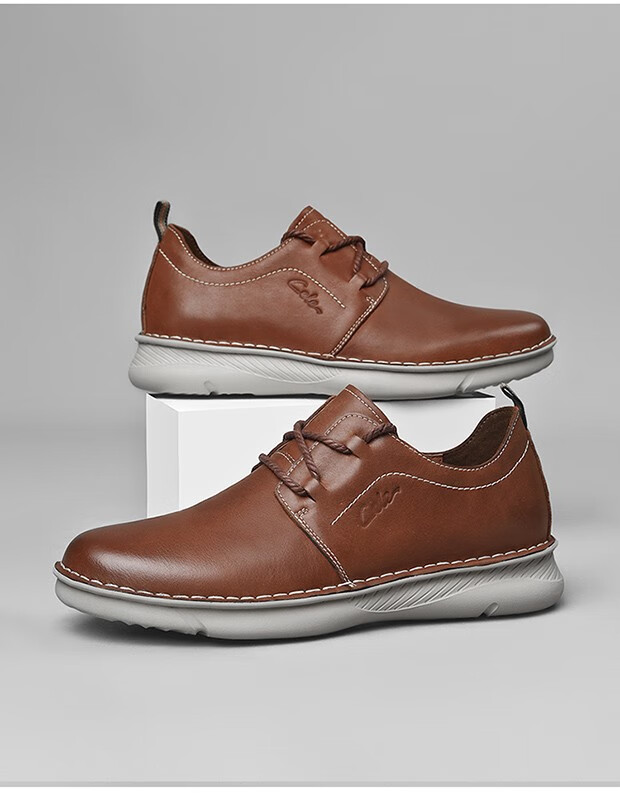 cele策乐男鞋春季青年休闲皮鞋男士低帮板鞋靴韩版防滑软底驾车鞋头层