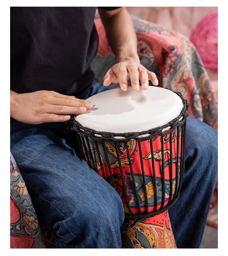 超值好物非洲鼓山羊皮丽江手拍鼓儿童幼儿园专业初学者81012寸布艺