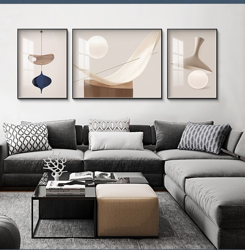 倍思家 现代简约客厅装饰画沙发背景墙壁画轻奢大气抽象挂画北欧风