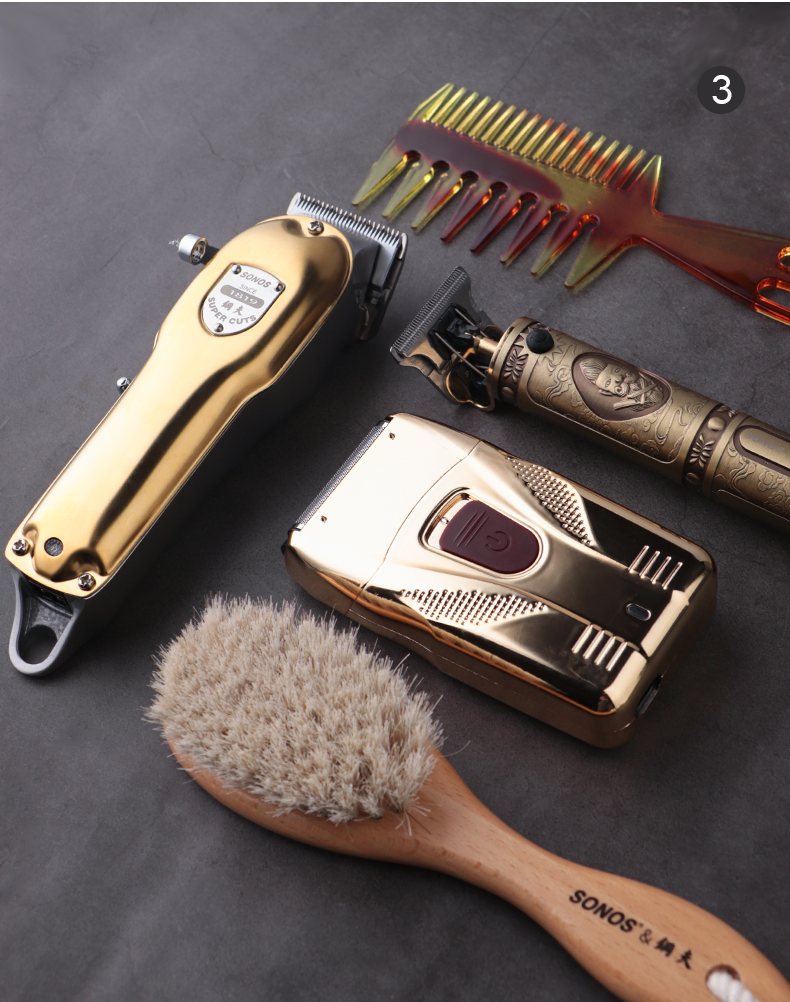 钢夫电推剪理发器油头雕刻推剪渐变推白器软毛刷油头梳专业发型师专用