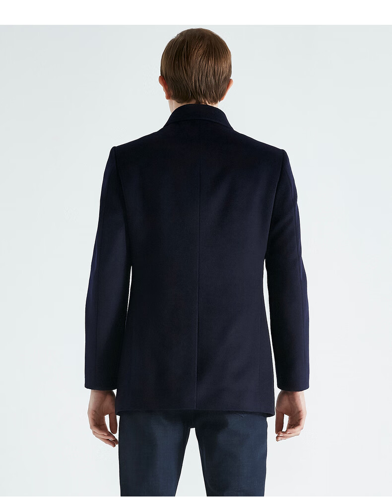 劲霸男装 商务休闲翻领绵羊毛秋冬纯色毛呢大衣bfwc3320 深兰 190/3xl