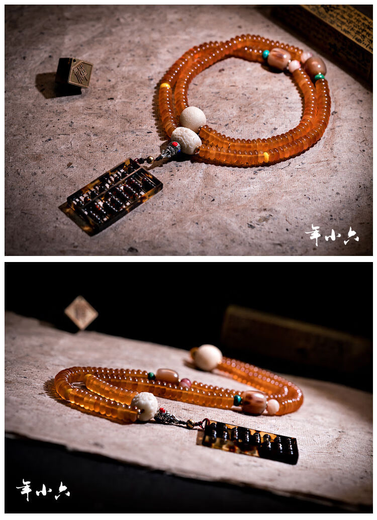 天然山龟甲108颗佛珠满血龟壳手串女男款手链民族风毛衣链款式三94mm