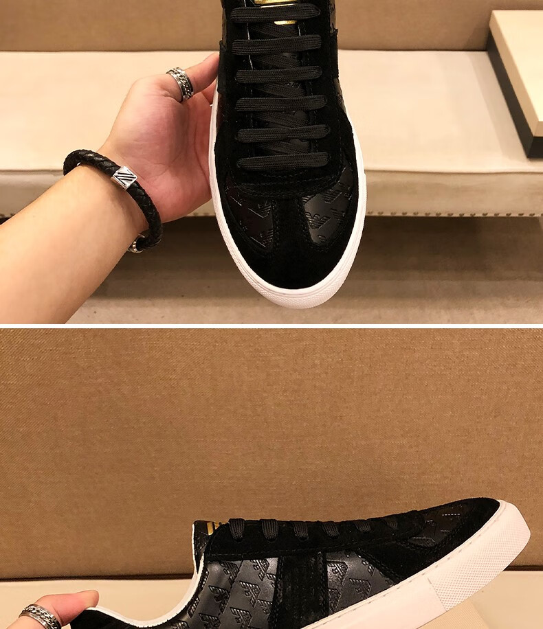 阿玛尼(emporio armani)欧洲站男鞋2022年新款联名板鞋男士潮 乳白色